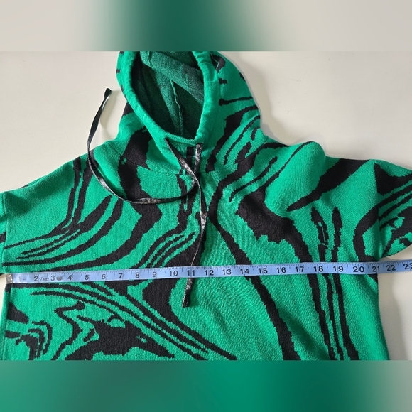 Caryn Vallone Womens Hooded Cotton Sweater Green XS Nwot - Picture 8 of 9